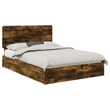 Storage Bed with Drawer Smoked Oak 140 x 200 cm Engineered Wood 3412683