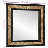 Wall Mirror Black and Brown 50 x 2 x 50 cm Solid Acacia Wood 374116
