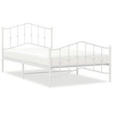 ZNTS Metal Bed Frame without Mattress with Footboard White 107x203cm 373852