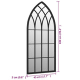 Garden Mirror Black 100x45 cm Iron for Outdoor Use 318342