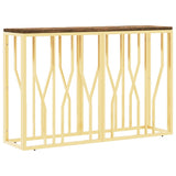 Console Table Gold Stainless Steel and Solid Wood Reclaimed 350030
