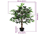 Artificial Ficus Plant Green 90 x 16 x 110 cm Fabric and Wood 42042076