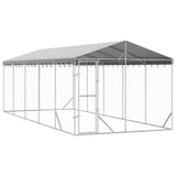Outdoor Dog Kennel with Roof Silver 3x7.5x2.5 m Galvanised Steel 3190489