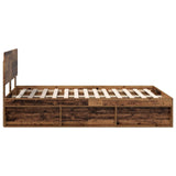 Bed Frame with Headboard Old Wood 160 x 200 cm Solid Pine Wood 3412058