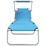 Sun Lounger Folding 2 pcs Bright Blue 58 x 188 x 77cm Polyester 42003065