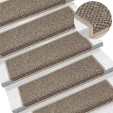 ZNTS Stair Mats Self-adhesive Sisal-Look 30 pcs 65x21x4 cm Dark Beige 3365890