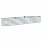Garden Raised Bed 320x80x44 cm Galvanised Steel Silver 45517