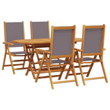 Garden Dining Set Folding 5 pcs Anthracite Solid Acacia Wood 3375744