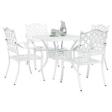 Garden Table Set 5 pcs White Cast Aluminium 3334738