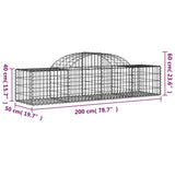 Arched Gabion Baskets 9 pcs 200x50x40/60 cm Galvanised Iron 3146264