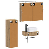 Bathroom Cabinet Set 4 pcs Artisan Oak Engineered Wood 3407390