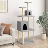 Cat Tree with Sisal Scratching Posts Light Grey 167 cm 172068