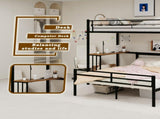 Sturdy Metal Bunk Bed with Wooden Desk Space-Saving Design for Bedroom, Home Office, or Dorm W3987P506944