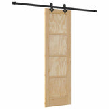 Sliding Door Natural and Black 61 x 198.5 cm Solid Pine Wood 3333520