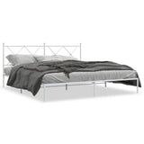Metal Bed Frame without Mattress with Headboard White 183x213cm 376556