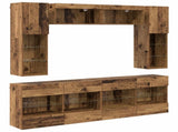 TV Wall Cabinet Set with LED 6 pcs Old Wood Engineered Wood 3402995