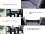 Bookcase Storage Shelf with Cushioned Reading Seat, Cube Bookshelf Organizer for Bedroom Living T3398P340955