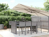 9 Piece Garden Bar Set with Cushions Grey Poly Rattan 3203950
