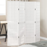 Room Divider 4 Panels White Solid Wood Paulownia 358785