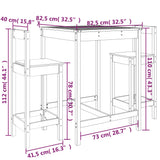 3 Piece Garden Bar Set White Solid Wood Pine 3154736