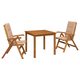 3-Piece Garden Dining Set Natural Solid Acacia Wood 3434592