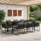 Garden Dining Set 9 pcs Black and Anthracite 200 x 80 x 73 cm 3448910