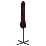 ZNTS Cantilever Garden Parasol with Pole and LED Lights Bordeaux Red 300cm 312334