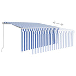 ZNTS Manual Retractable Awning with Blind 3.5x2.5m Blue&White 3069276