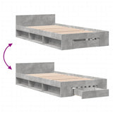 Bed Frame with Drawer without Mattress Concrete Grey 100x200 cm 3280793