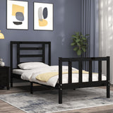 Bed Frame without Mattress Black Small Single Solid Wood Pine 3192845