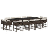 15 Piece Garden Dining Set with Cushions Brown Poly Rattan 3211413