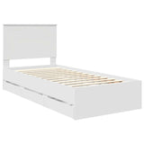 Bed Frame with Drawer White 90 x 190 cm Engineer Wood 3409496