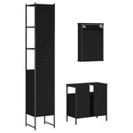 ZNTS 3 Piece Bathroom Furniture Set Black Engineered Wood 3214795