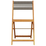 Bistro Chairs 2 pcs Grey Solid Wood Acacia and Rope 367679