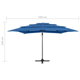 4-Tier Garden Parasol with Aluminium Pole Azure Blue 250x250 cm 313827