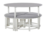 Modern Round Dining Table Set with 4 Upholstered Stools for Dining Room, Kitchen, Grey T3398P378039