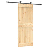 Sliding Door Natural and Black 80 x 210 cm Solid Pine Wood 3444987