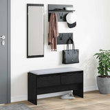 Hallway Furniture Set 4 pcs Black Oak Engineered Wood 871529