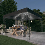 ZNTS Gazebo with LED String Lights 3x3 m Anthracite 3070296