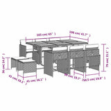 11 Piece Garden Dining Set with Cushions Grey Poly Rattan 3211154