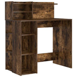 Desk with Shelf Smoked Oak 90 x 48 x 101.5 cm Engineered Wood 869526