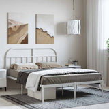 Metal Bed Frame without Mattress with Headboard White 150x200cm 353686