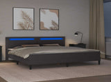 Bed Frame with LED Strip Lights Grey 180 x 200 cm Faux Leather 3415285
