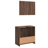 2 Piece Bathroom Furniture Set Brown Oak Engineered Wood 835699