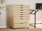 Rolling Cabinet with Drawers MOSS Clear Varnish Solid Pine wood 42032403
