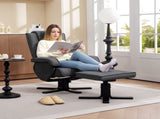 Rocker Swivel Recliner Chair with Footstool - Charcoal Grey Linen T3398P343466
