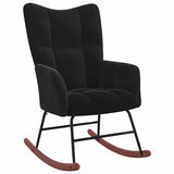 Rocking Chair with Footstool Black Velvet 42022455