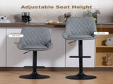 Set of Two Faux Leather Retro Bar Stools - Light Grey T3398P553446