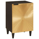 Bathroom Cabinet Set 5 pcs Black and Gold Solid Mango Wood 3310027