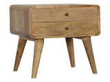 Solid Wood Curved Oak-ish Bedside, 2 Drawers, Beige B2743P402926